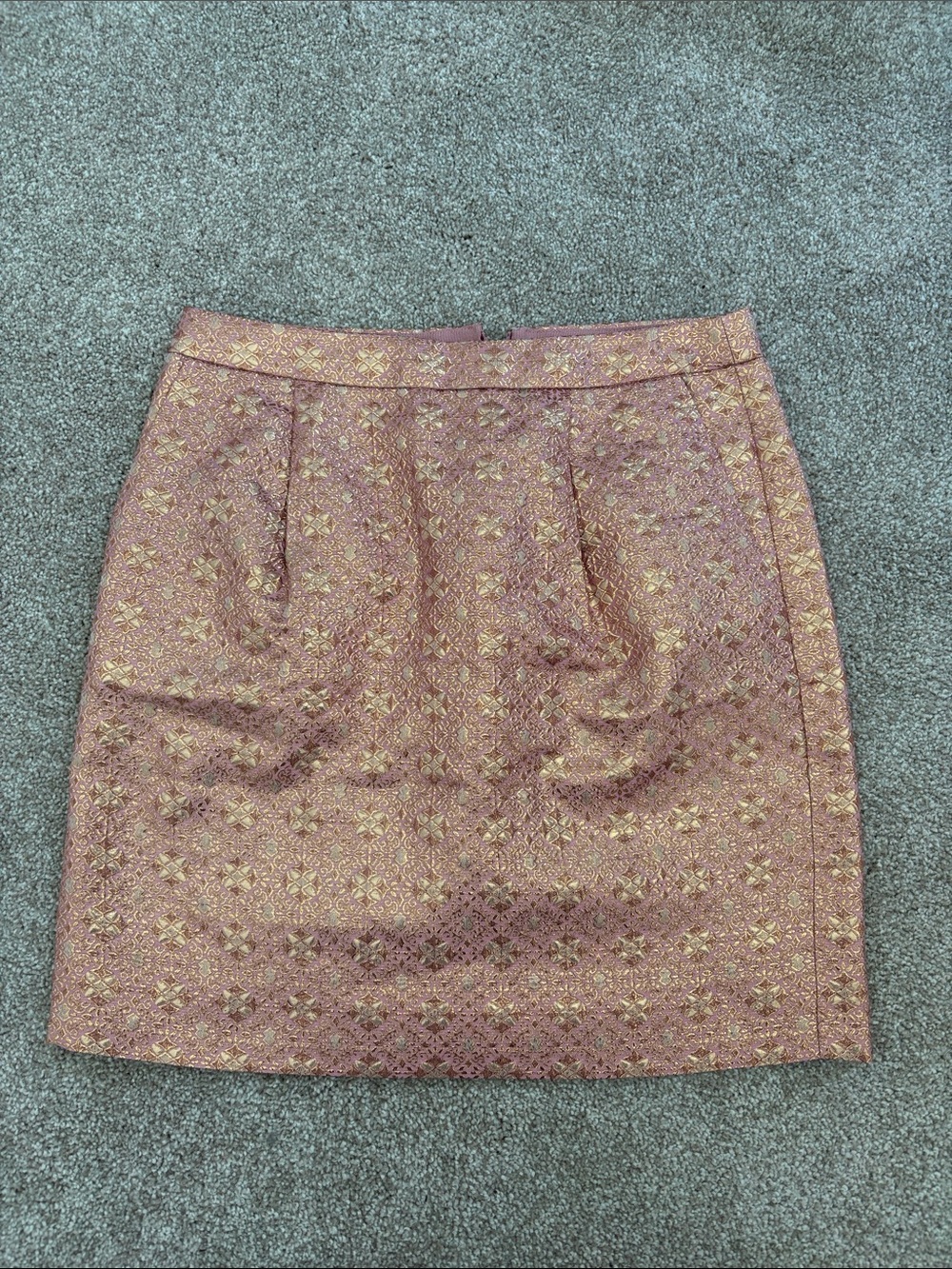 Jcrew Collection Rose Gold Brocade Skirt